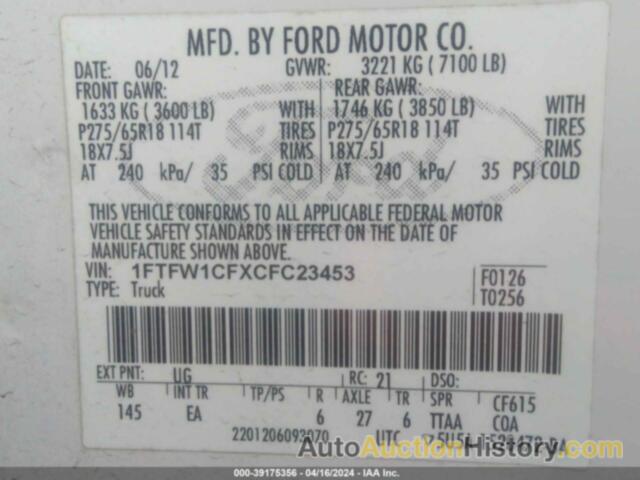 FORD F-150 LARIAT, 1FTFW1CFXCFC23453