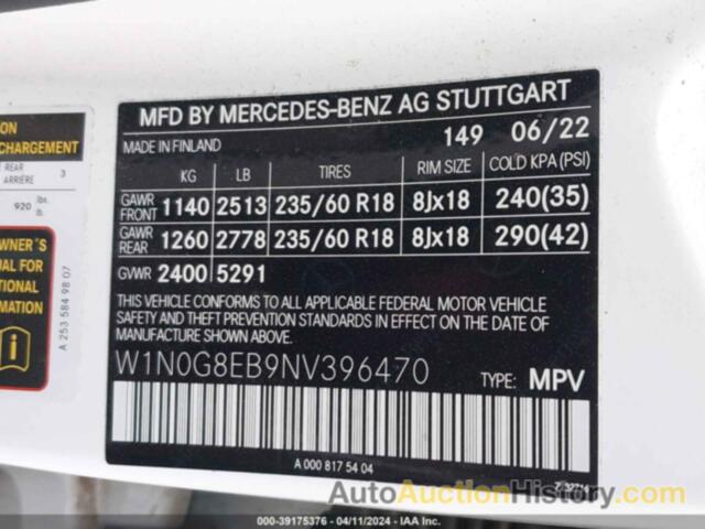 MERCEDES-BENZ GLC 300 4MATIC, W1N0G8EB9NV396470