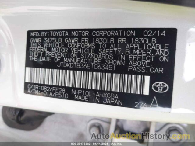 TOYOTA PRIUS C THREE, JTDKDTB36E1063451