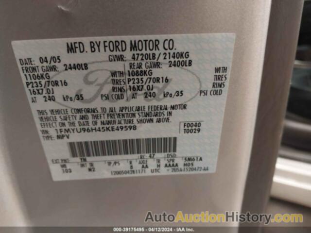 FORD ESCAPE HYBRID, 1FMYU96H45KE49598