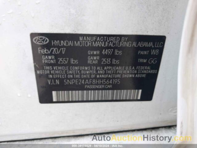 HYUNDAI SONATA, 5NPE24AF8HH564195