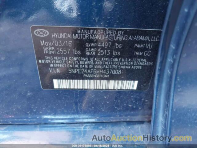 HYUNDAI SONATA SE, 5NPE24AF6HH437008