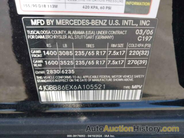 MERCEDES-BENZ ML 350 4MATIC, 4JGBB86EX6A105521