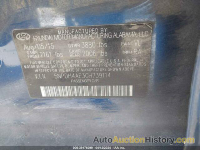 HYUNDAI ELANTRA SE, 5NPDH4AE3GH739114