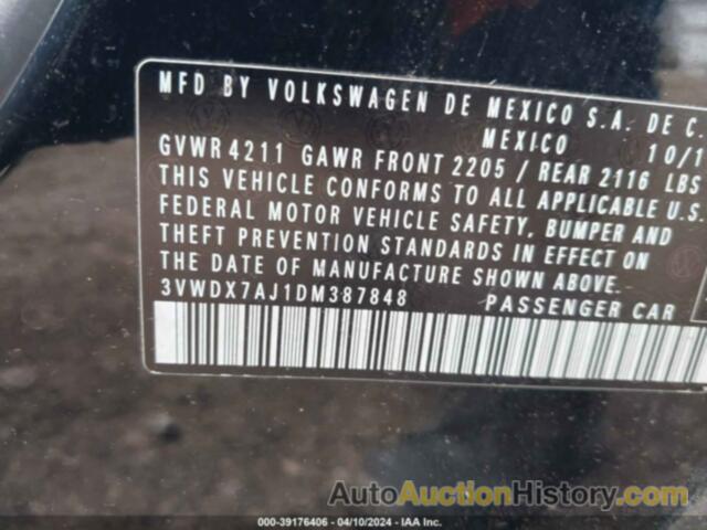 VOLKSWAGEN JETTA 2.5L SE, 3VWDX7AJ1DM387848