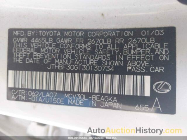 LEXUS ES 300, JTHBF30G130130734