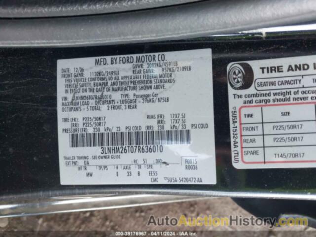 LINCOLN MKZ, 3LNHM26T07R636010