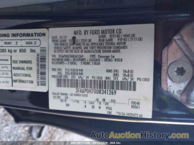 FORD FUSION SE, 3FA6P0H70DR341269