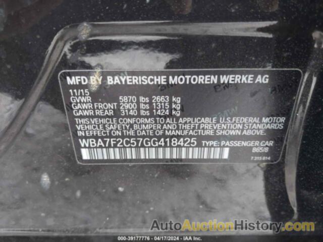 BMW 750I XDRIVE, WBA7F2C57GG418425