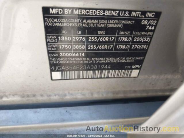 MERCEDES-BENZ ML 320, 4JGAB54E23A381944