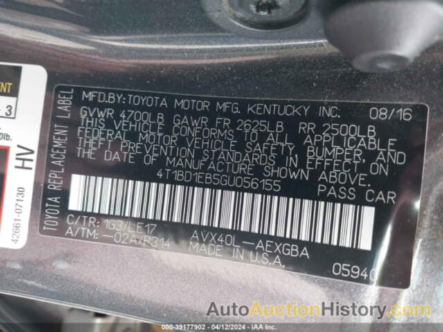 TOYOTA AVALON HYBRID XLE PREMIUM, 4T1BD1EB5GU056155