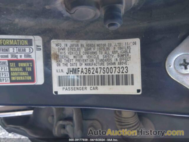 HONDA CIVIC HYBRID, JHMFA36247S007323