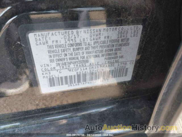 NISSAN SENTRA SV, 3N1AB7AP4HY293599