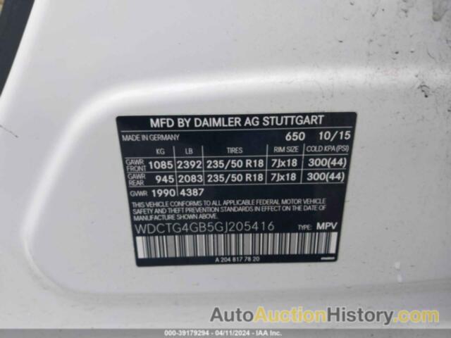 MERCEDES-BENZ GLA 250 4MATIC, WDCTG4GB5GJ205416