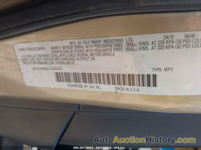 SUBARU B9 TRIBECA LIMITED 5-PASSENGER, 4S4WX83D174400327