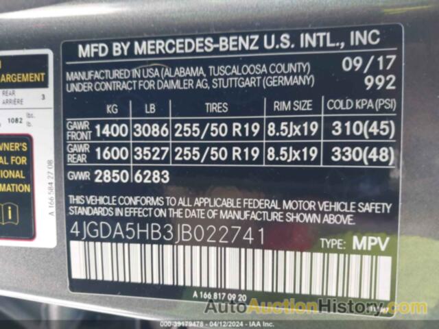 MERCEDES-BENZ GLE 350 4MATIC, 4JGDA5HB3JB022741