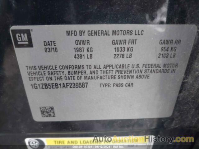 CHEVROLET MALIBU LS, 1G1ZB5EB1AF239587