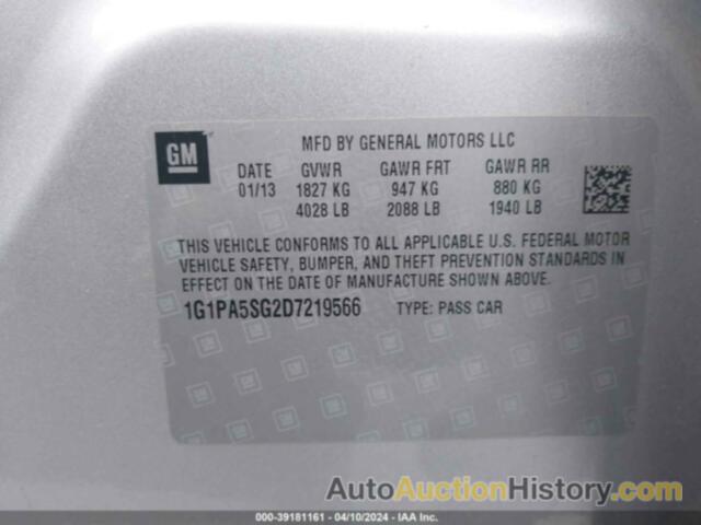 CHEVROLET CRUZE LS AUTO, 1G1PA5SG2D7219566