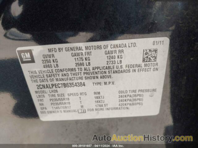 CHEVROLET EQUINOX 2LT, 2CNALPEC7B6354384