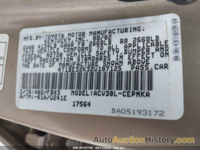 TOYOTA CAMRY LE, 4T1BE32K32U107125