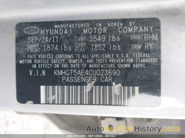 HYUNDAI ACCENT GS, KMHCT5AE4CU023690