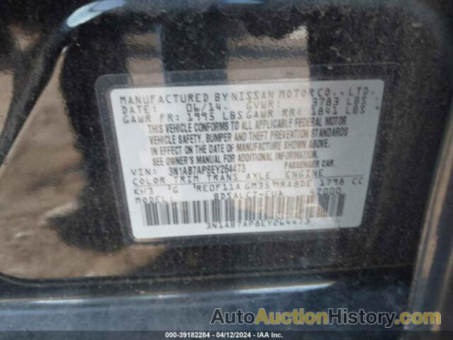 NISSAN SENTRA S, 3N1AB7AP8EY264473