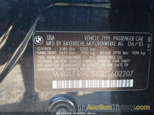 BMW 535I, WBAFR7C58BC602207