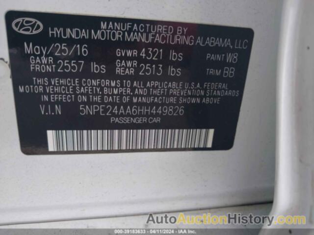 HYUNDAI SONATA ECO, 5NPE24AA6HH449826