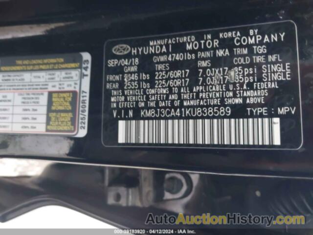 HYUNDAI TUCSON VALUE, KM8J3CA41KU838589