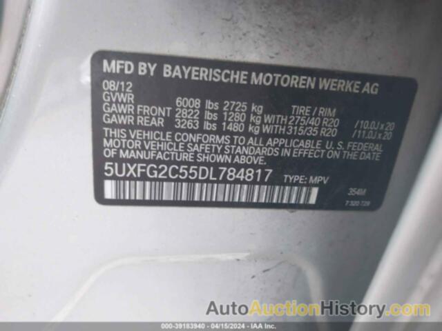 BMW X6 XDRIVE35I, 5UXFG2C55DL784817