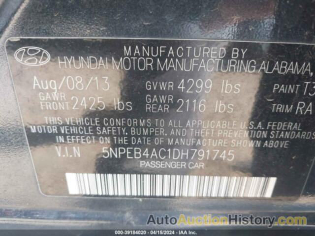 HYUNDAI SONATA GLS, 5NPEB4AC1DH791745