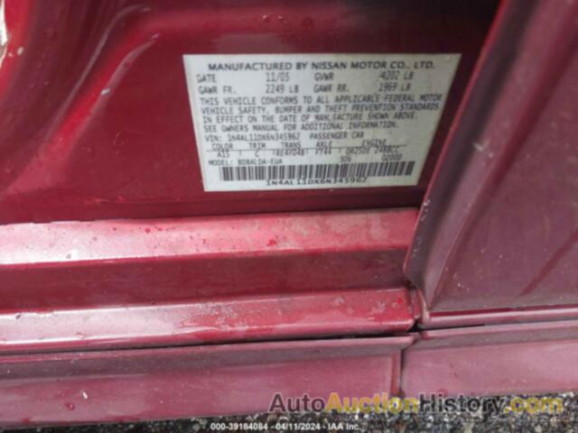 NISSAN ALTIMA 2.5 S, 1N4AL11DX6N345962