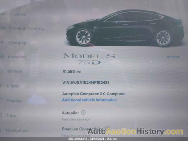 TESLA MODEL S 100D/60D/75D/90D/P100D, 5YJSA1E24HF192431