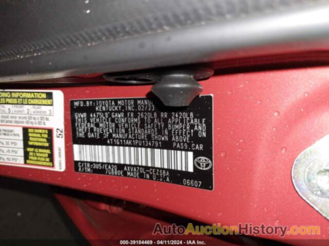 TOYOTA CAMRY SE, 4T1G11AK1PU134791