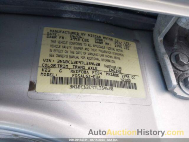 NISSAN VERSA 1.8SL, 3N1BC13E97L354628