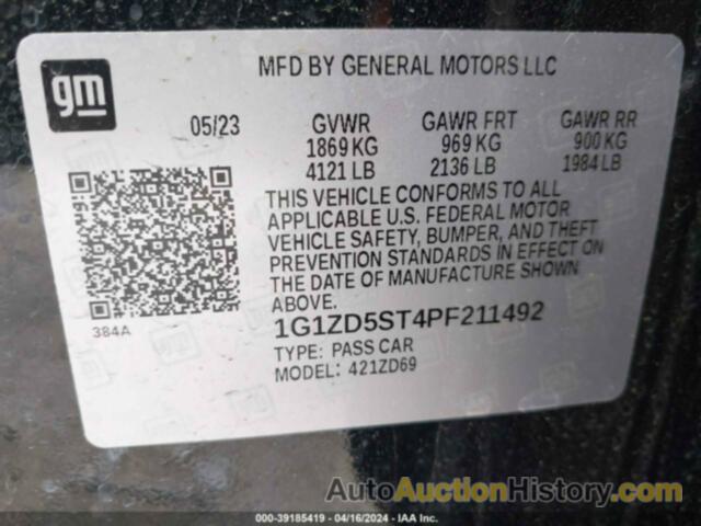 CHEVROLET MALIBU FWD 1LT, 1G1ZD5ST4PF211492