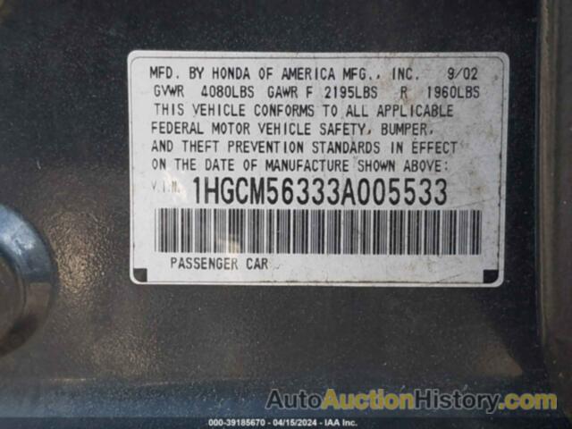 HONDA ACCORD 2.4 LX, 1HGCM56333A005533