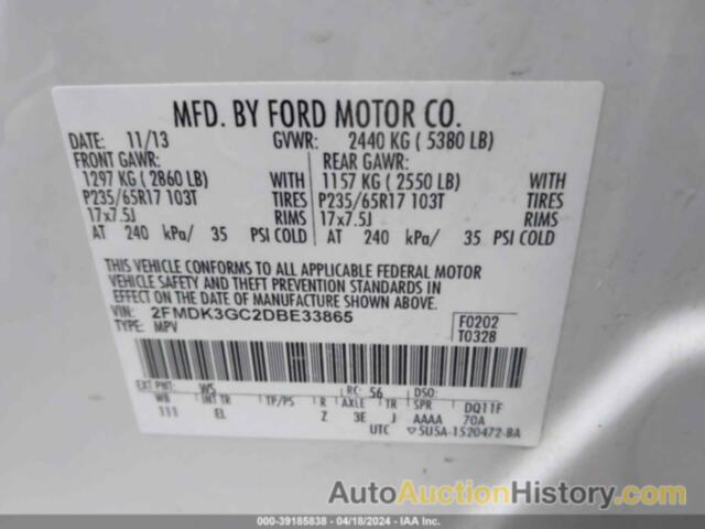 FORD EDGE SE, 2FMDK3GC2DBE33865