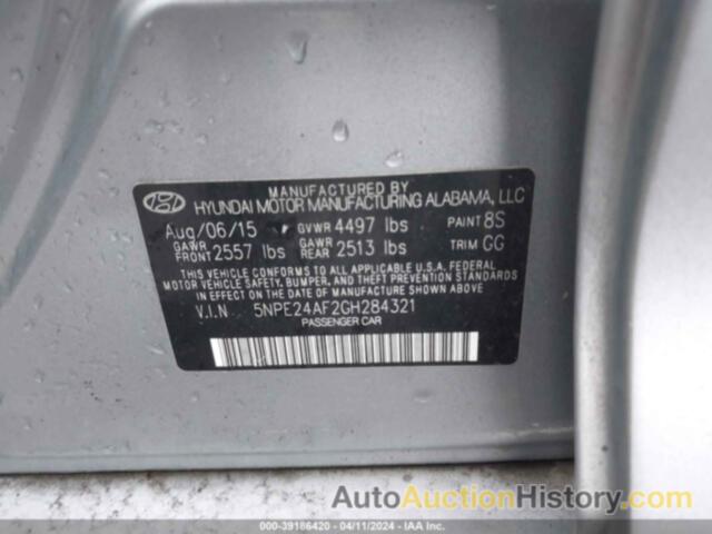 HYUNDAI SONATA SE, 5NPE24AF2GH284321