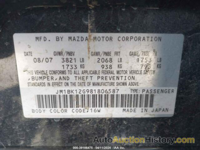 MAZDA MAZDA3 I, JM1BK12G981806587