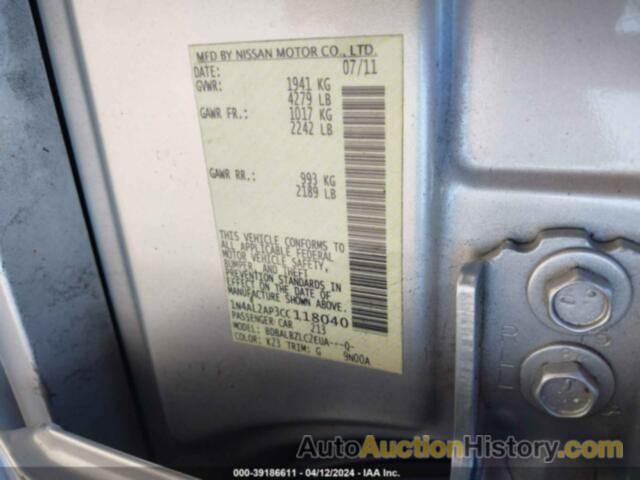 NISSAN ALTIMA 2.5 S, 1N4AL2AP3CC118040