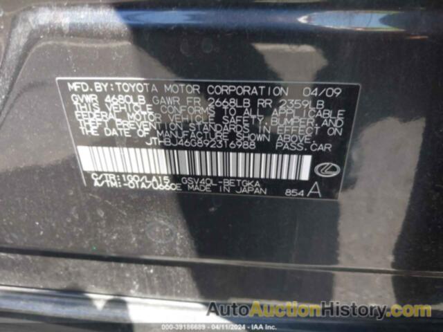 LEXUS ES 350, JTHBJ46G892316988