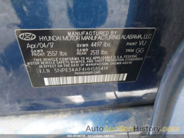 HYUNDAI SONATA SPORT, 5NPE34AF4HH585414