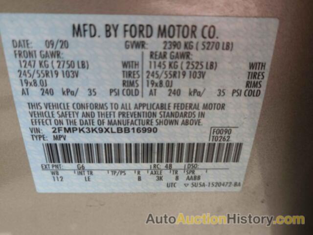 FORD EDGE TITANIUM, 2FMPK3K9XLBB16990