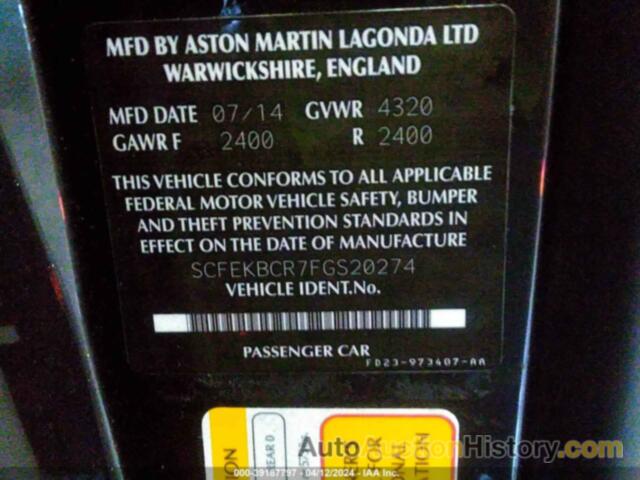 ASTON MARTIN V12 VANTAGE S, SCFEKBCR7FGS01904