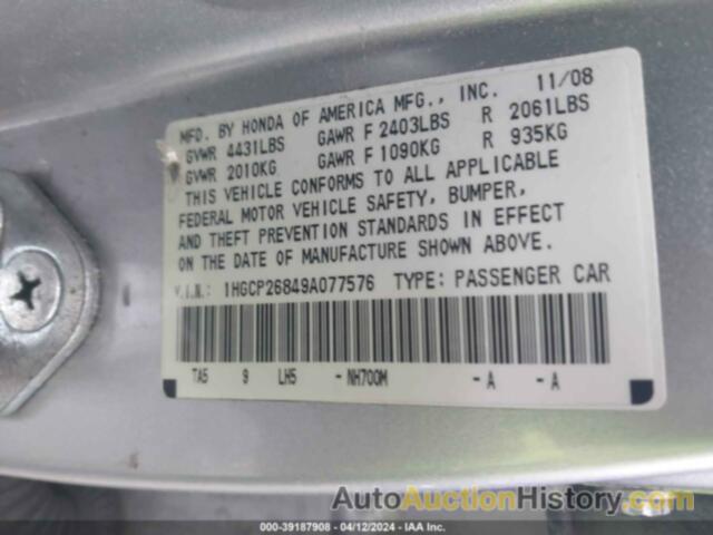 HONDA ACCORD SDN EX-L, 1HGCP26849A077576