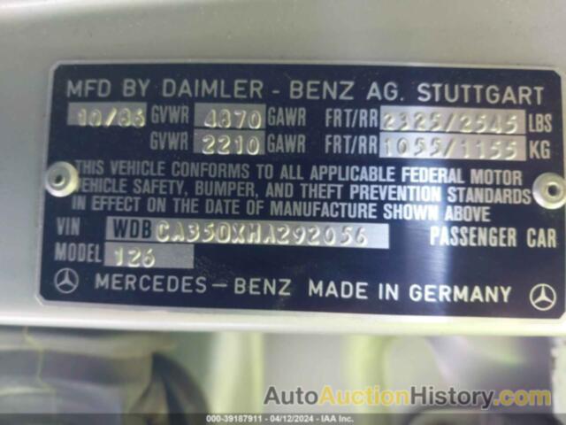 MERCEDES-BENZ 420 SEL, WDBCA35DXHA292056