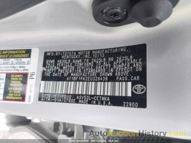 TOYOTA CAMRY LE, 4T1BF1FK2EU328439