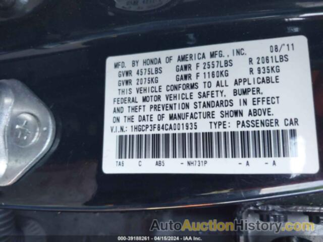 HONDA ACCORD EXL, 1HGCP3F84CA001935