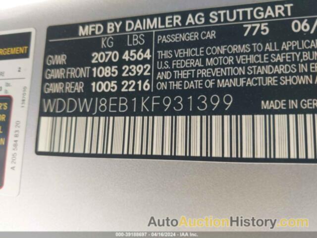 MERCEDES-BENZ C 300 4MATIC, WDDWJ8EB1KF931399